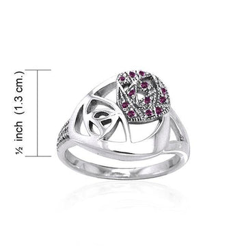 Abstract Elegance Silver Ring with Gemstone TRI1041 - Jewelry